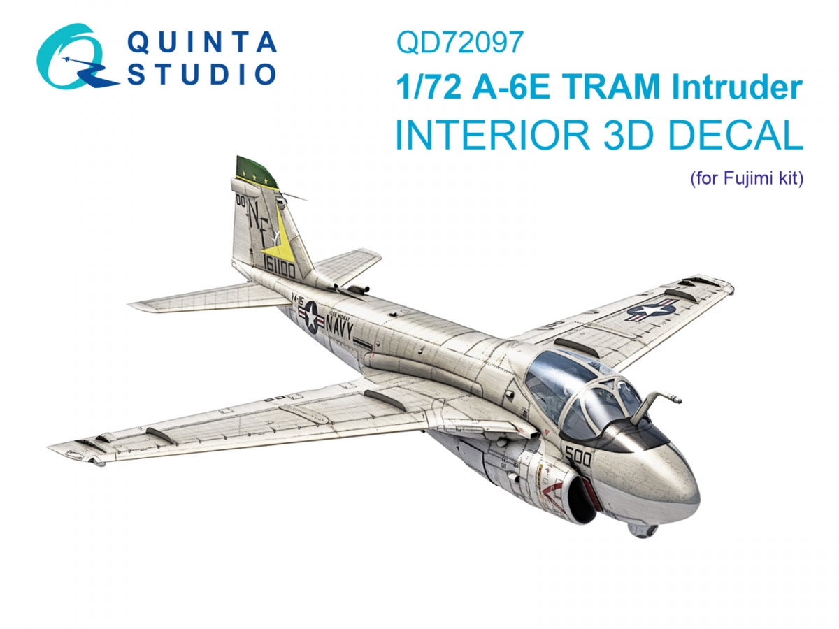 Quinta Studio QD72097 A-6E TRAM Intruder 3D-Printed &amp; coloured Interior on decal paper (Fujimi) 1/72