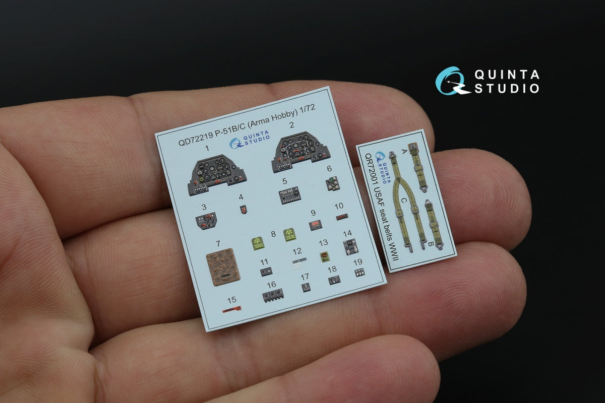 Quinta Studio QD72219 P-51B/P-51C Mustang 3D-Printed &amp;amp; colored Interior on decal paper (Arma Hobby) 1/72 – image 9