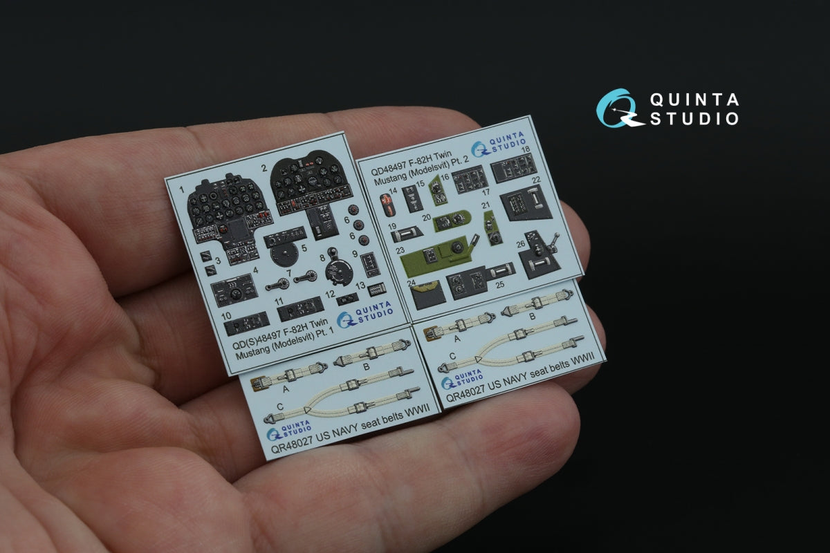 Quinta Studio QD48497 F-82H Twin Mustang 3D-Printed colored Interior on decal paper (Modelsvit) 1/48 – imagen 3