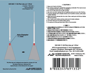 HobbyDecal MT32014V1 F-104 Pitot tube set 1/32 – Bild 3