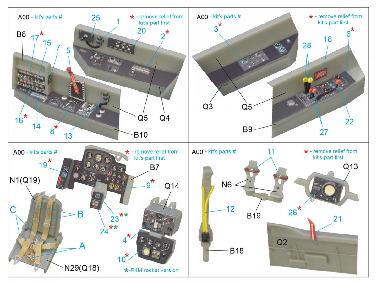Quinta Studio QD48185 Me 262B-1a/U1 3D-Printed &amp;amp; colored Interior on decal paper (for Dragon ) 1/48 – obrázek 2
