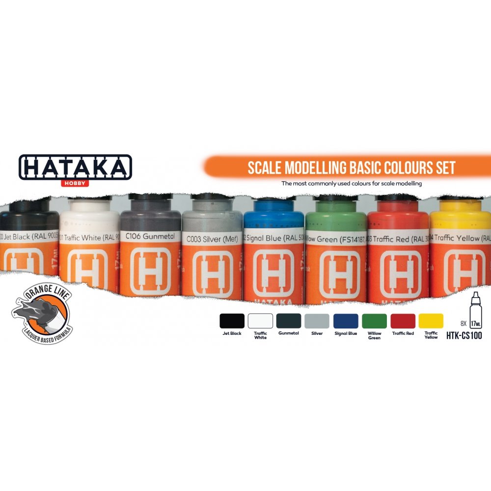 Hataka HTK-CS100 Scale Modeling Basic Colors set (8x17ml) – immagine 2