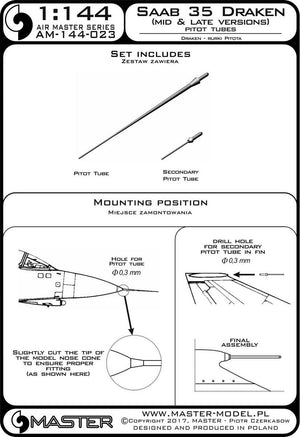 Master AM-144-023 Saab 35 Draken (Mid &amp;amp; Late Versions) Pitot tubes (1/144) – Bild 3