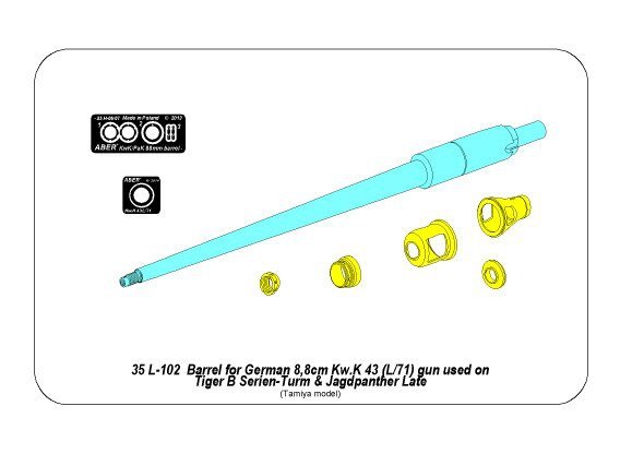 Aber 35L-102 Barrel for German 8,8cm Kw.K 43 (L/71) gun used on Tiger B Serien-Turm and Jagdpanther Late 1/35 – Bild 7