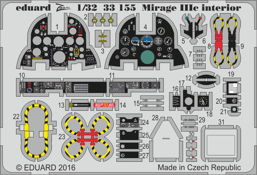 Intérieur du Mirage IIIc Eduard 33155 au 1/32 ITALERI