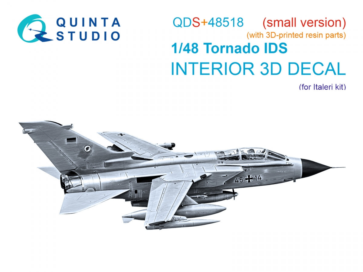 Quinta Studio QDS+48518 Tornado IDS 3D-Printed colored Interior on decal paper (Italeri) (small version) (with 3D-printed resin parts) 1/48