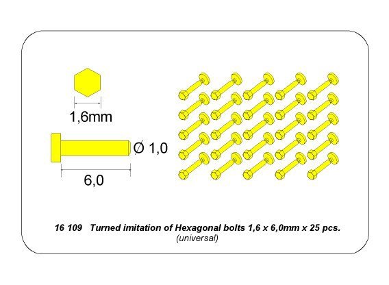 Aber 16109 Turned imitation of Hexagonal bolts 1.6 x 6.0 mm x 25 pcs. (1/16) – image 4