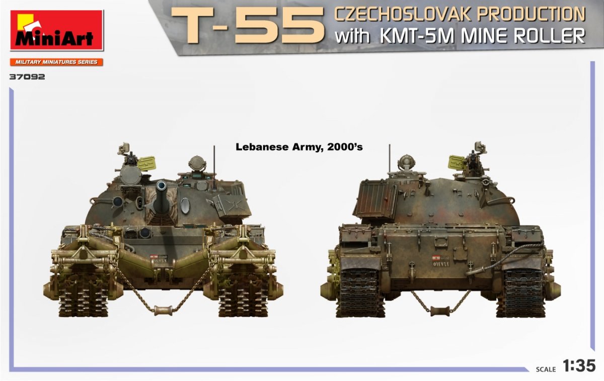 MiniArt 37092 T-55 CZECHOSLOVAK PRODUCTION with KMT-5M MINE ROLLER 1/35 – obrázek 7