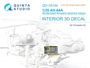 Quinta Studio QD+35144 AH-64A forward avionics bays 3D-Printed &amp;amp; colored Interior on decal paper (Trumpeter) (with 3D-printed resin parts) 1/35