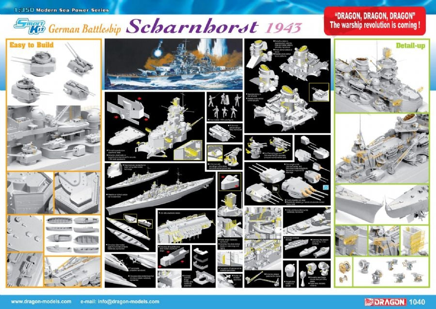 Dragon 1036 German Battleship Scharnhorst 1941 1/350 – Bild 2