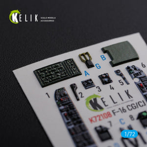KELIK K72108 F-16 CG/CJ interior 3D decals for Academy kit 1/72 – imagen 4