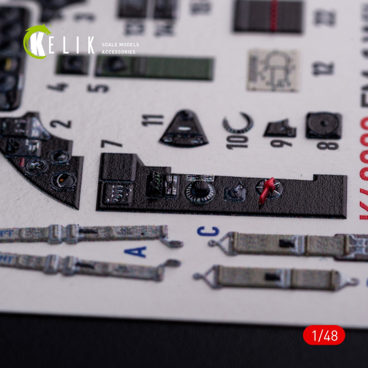 KELIK K48082 FM-1 Wildcat/Martlet Mk.V interior 3D decals for Tamiya kit 1/48 – Bild 3