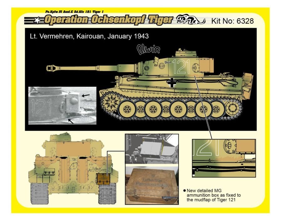 Dragon 6328 WWII German Pz.Kpfw.VI Tiger I Early Production 501 abt Operation Ochsenkopf 1/35 – obrázek 6