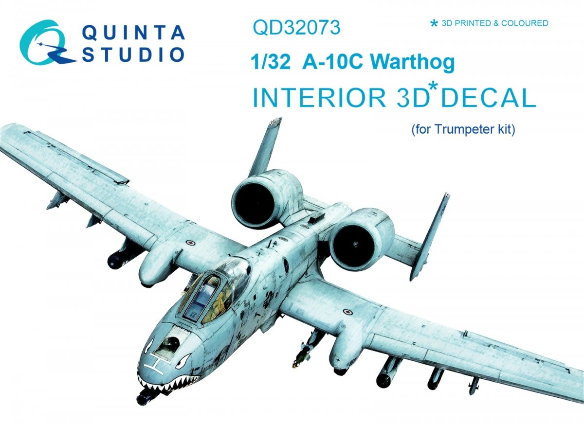 Quinta Studio QD32073 A-10C 3D-Printed &amp;amp; colored Interior on decal paper (for Trumpeter kit) 1/32