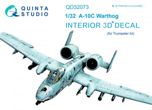 Quinta Studio QD32073 A-10C 3D-Printed &amp;amp; colored Interior on decal paper (for Trumpeter kit) 1/32