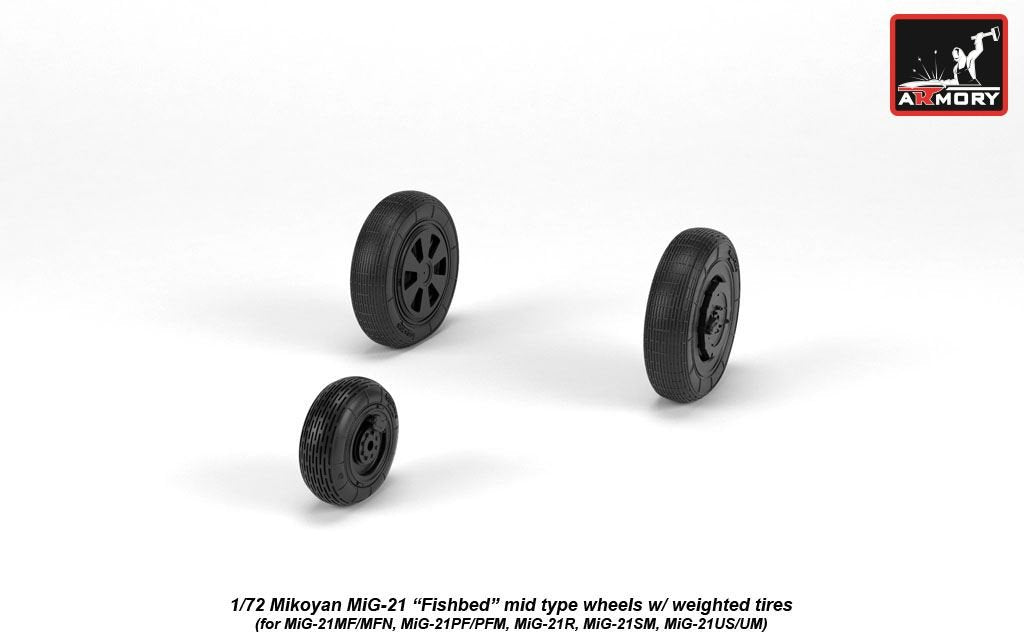 Armory Models AW72049 Mikoyan MiG-21 Fishbed wheels w/ weighted tires, mid 1/72 – image 2