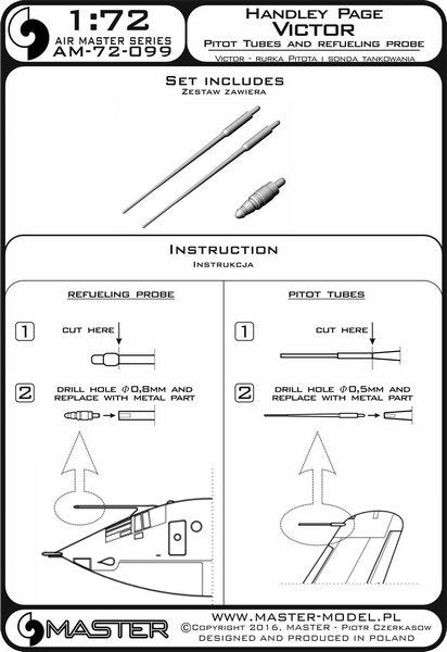 Master AM-72-099 Handley Page Victor - Pilot Tubes and Refueling Probe Boom 1/72 – obrázek 4