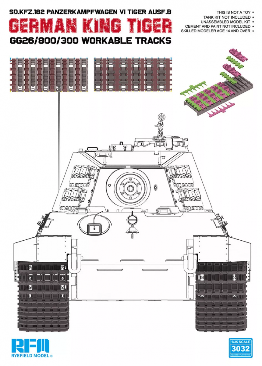 Rye Field Model 3032 German King Tiger GG26/800/300 Workable Tracks 1/35