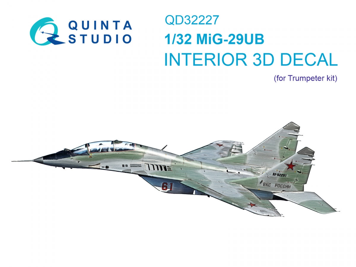 Quinta Studio QD32227 MiG-29UB 3D-Printed &amp; colored Interior (Trumpeter) 1/32