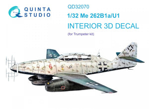 Quinta Studio QD32070 Me 262B1a/U-1 3D-Printed &amp;amp; colored Interior on decal paper (Trumpeter) 1/32