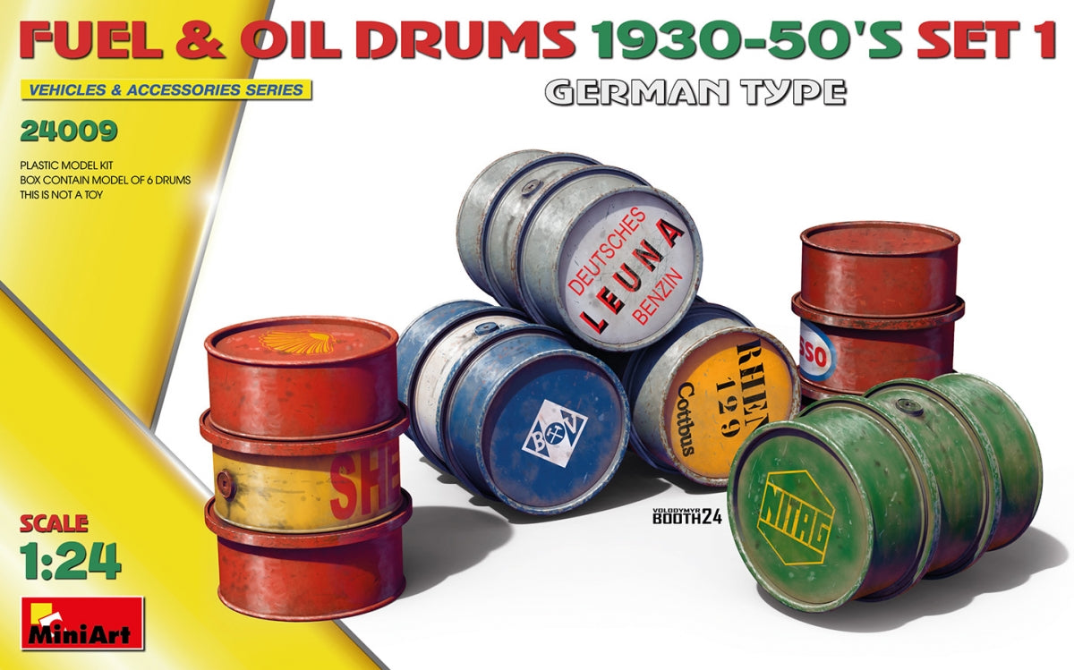 MiniArt 24009 FUEL OIL DRUMS 1930-50'S SET 1. GERMAN TYPE 1/24