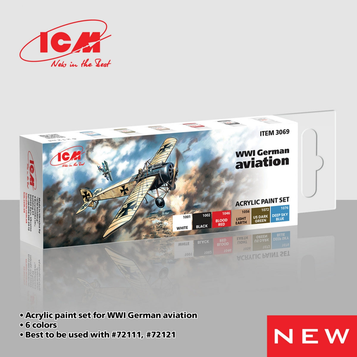 ICM 3069 Acrylic paint set for WWI German aviation 12 ml x 6