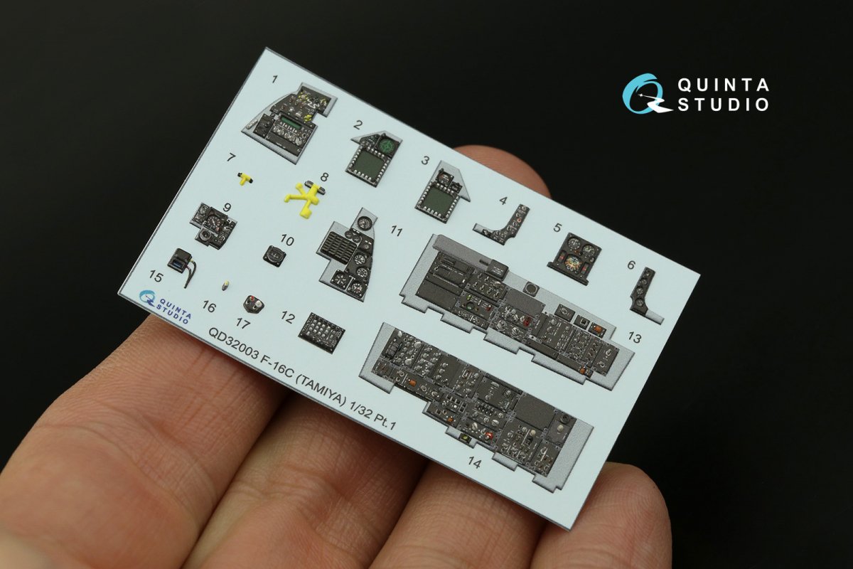 Quinta Studio QDS-32003 F-16C 3D-Printed &amp;amp; colored Interior on decal paper (Tamiya) (small version) 1/32 – Bild 8