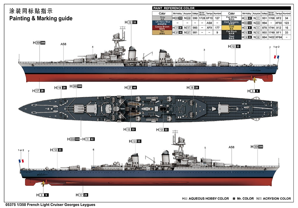 Trumpeter 05375 French Light Cruiser Georges Leygues 1/350 – Bild 4