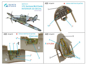 Quinta Studio QD72121 Hurricane Mk.II family 3D-Printed colored Interior on decal paper (Arma Hobby) 1/72 – obrázek 2