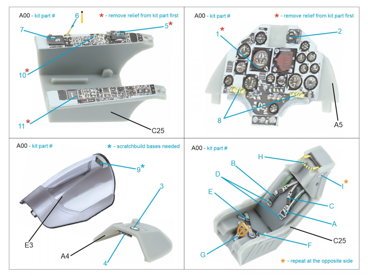 Quinta Studio QD48621 A-4E Skyhawk 3D-Printed &amp; coloured Interior on decal paper ( Hobby Boss ) 1/48