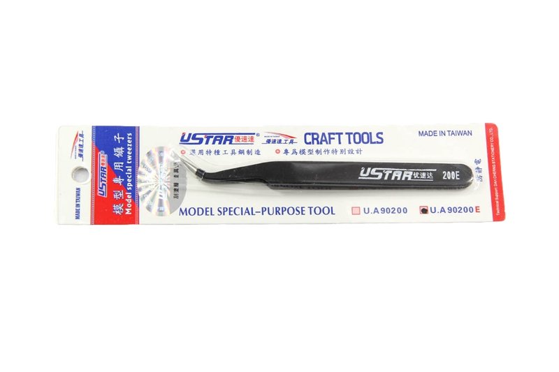 U-Star UA-90200E Straight Tweezer (curved steel tweezers)