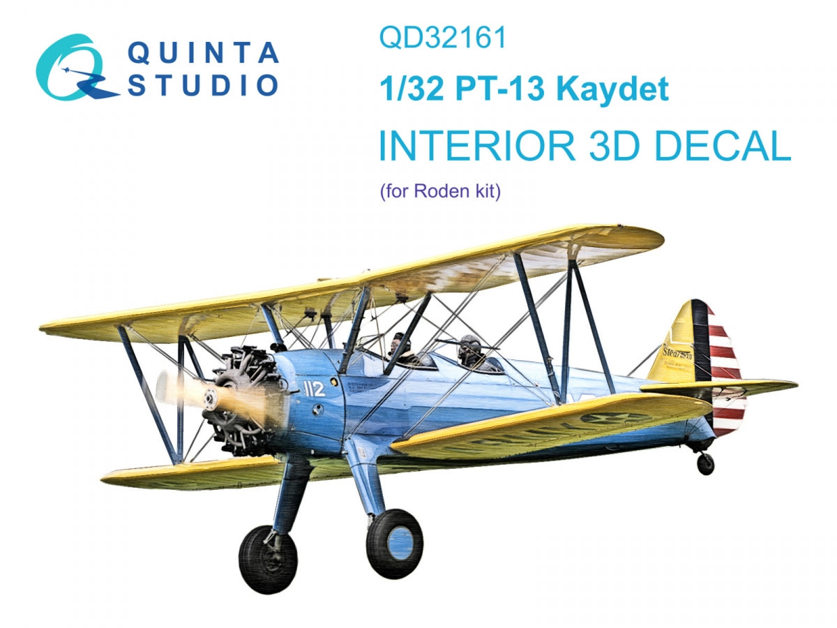 Quinta Studio QD32161 PT-13 Kaydet 3D-Printed &amp; colored Interior on decal paper (Roden) 1/32