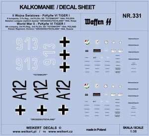 Weikert Decals DEC331 PzKpfw VI TIGER - SS Totenkopf Division and Grossdeutschland Division - 1944 - vol.1 1/35