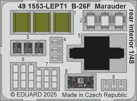 Eduard 491553 B-26F Marauder rear interior ICM 1/48