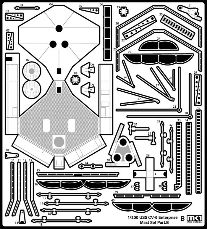 MK1 Design MD-20021 US Navy Aircraft Carrier CV-6 Enterprise Detail Up Parts Dx for Trumpeter 1/200 – Bild 67