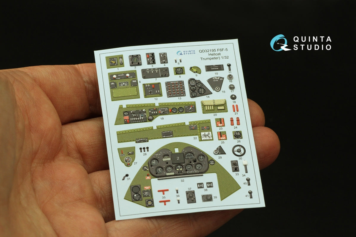 Quinta Studio QD32195 F6F-5 Hellcat 3D-Printed &amp;amp; colored Interior on decal paper (Trumpeter) 1/32 – obrázek 3