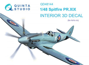 Quinta Studio QD48144 Spitfire PR.XIX 3D-Printed &amp;amp; colored Interior on decal paper (Airfix) 1/48