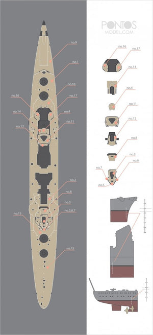 Pontos 35017WD1 DKM Printz Eugen Wooden Deck set 1/350 – obrázek 3