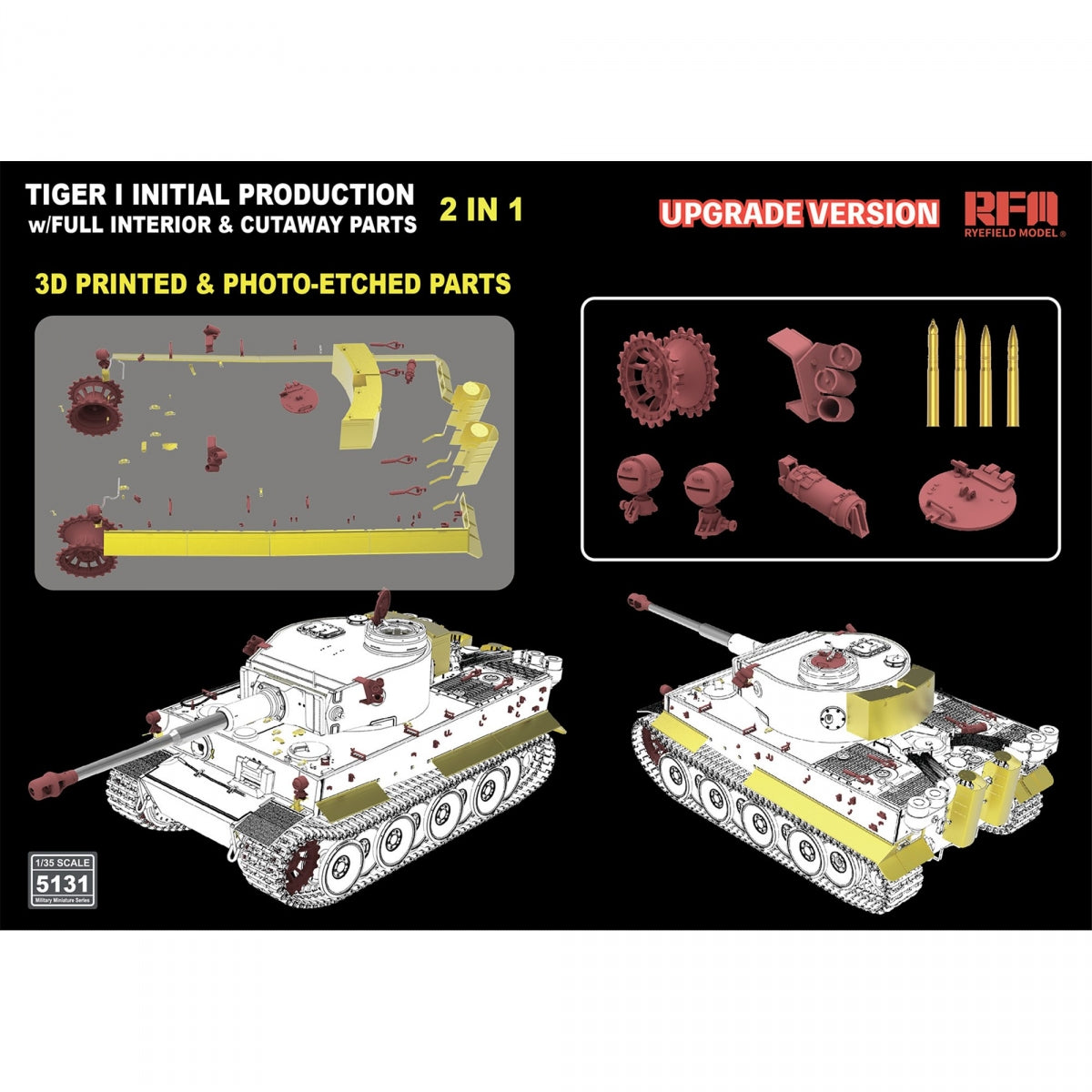 Rye Field Model 5131 Tiger I Initial Production Early 1943 w/ Full Interior Updated Version 1/35 – image 4