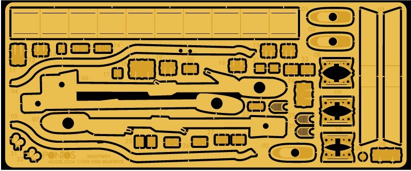 Pontos 35027WD1 HMS Warspite Wooden Deck set 1943 1/350 – Bild 3