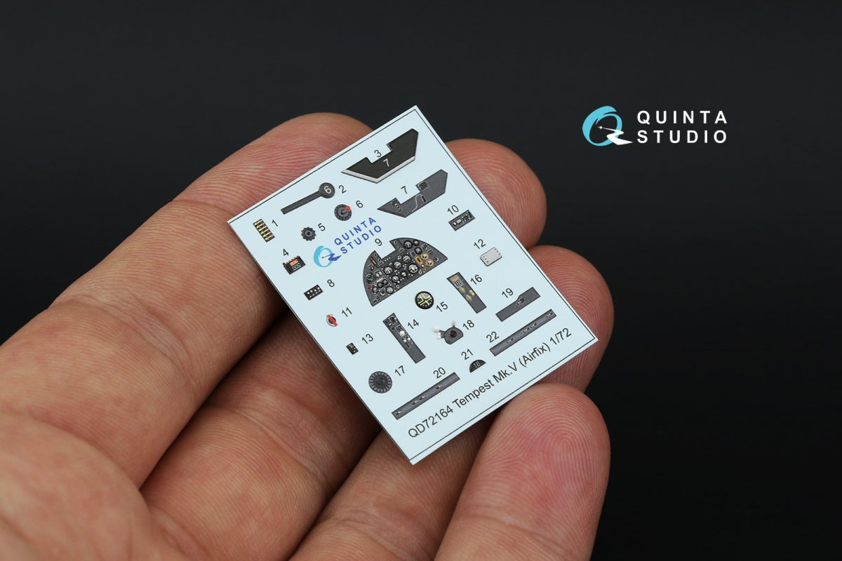 Quinta Studio QD72164 Tempest Mk.V 3D-Printed colored Interior on decal paper (Airfix) 1/72 – immagine 4