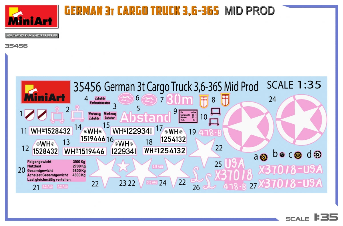 Miniart 35456 GERMAN 3T CARGO TRUCK 3,6-36S MID PROD 1/35 – zdjęcie 2