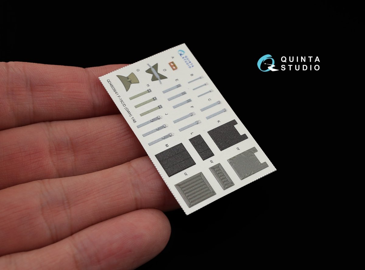 Quinta Studio QD48039 F-15C 3D-Printed &amp;amp; colored Interior on decal paper (for GWH kit) 1/48 – immagine 7