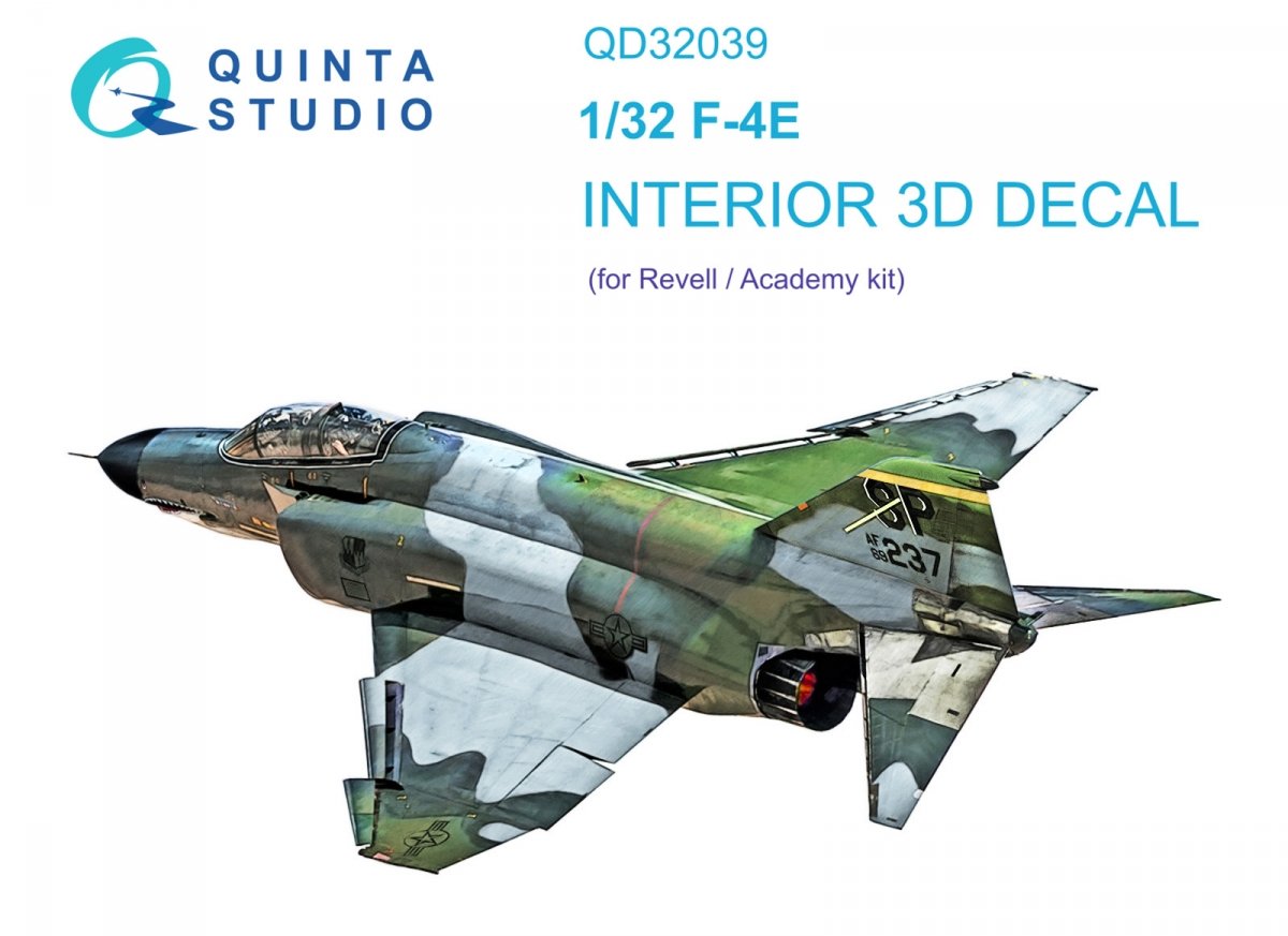 Quinta Studio QD32039 F-4E 3D-Printed &amp;amp; colored Interior on decal paper (Revell) 1/32