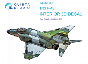 Quinta Studio QD32039 F-4E 3D-Printed &amp;amp; colored Interior on decal paper (Revell) 1/32