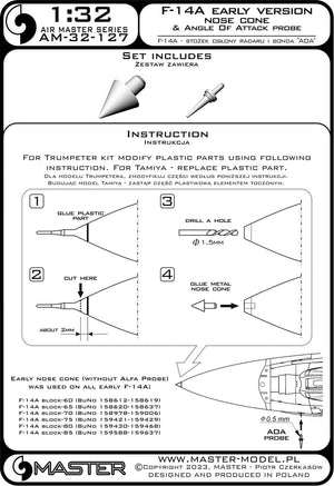 Master AM-32-127 F-14A early version - radome cone and Angle Of Attack probe 1/32 – image 3