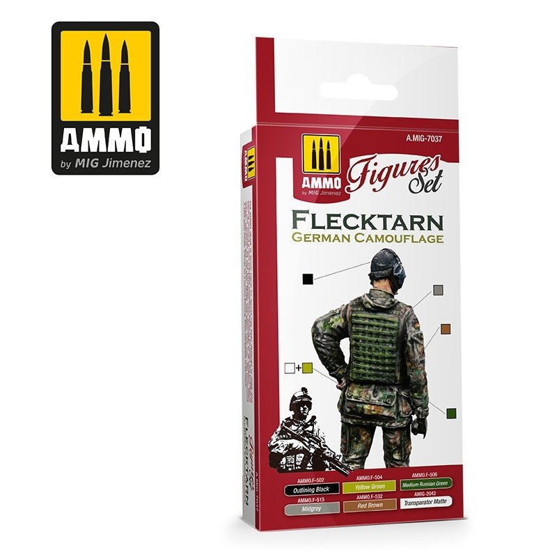 AMMO of Mig Jimenez 7037 Flecktarn German Camouflage Figures Set 6x17ml – obrázek 2