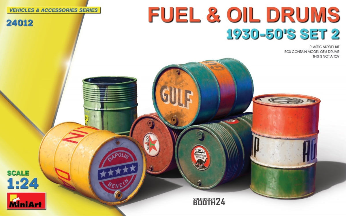 MiniArt 24012 Fuel and Oil Drums 1930-50's Set 2 1/24