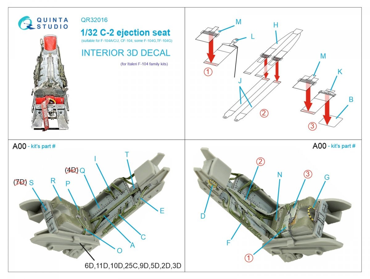 Quinta Studio QR32016 C-2 seat for F-104 family (Italeri) 1/32 – obrázek 2