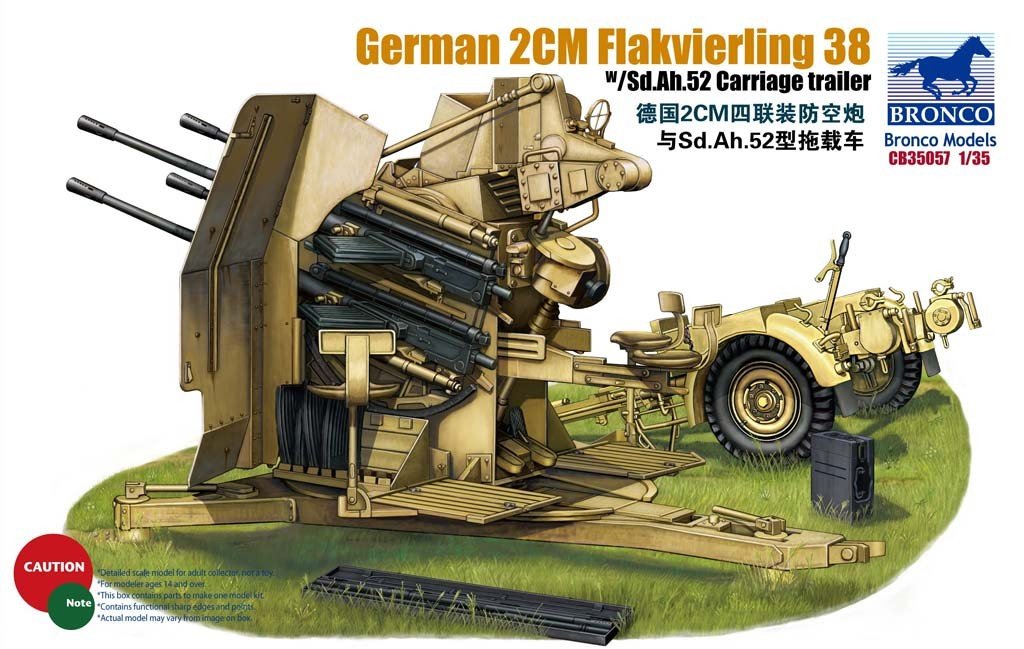 Bronco 1/35 2cm Flakvierling 38 w/trailer (CB35057)